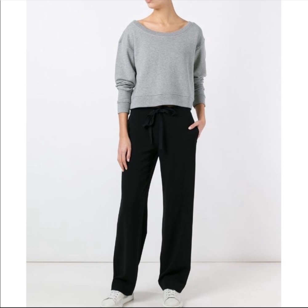 Theory Black Straight Leg Drawstring Trouser Pants